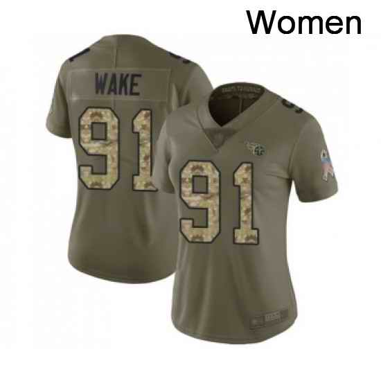 Womens Tennessee Titans 91 Cameron Wake Limited Olive Camo 2017 Salute to Service Football Jersey